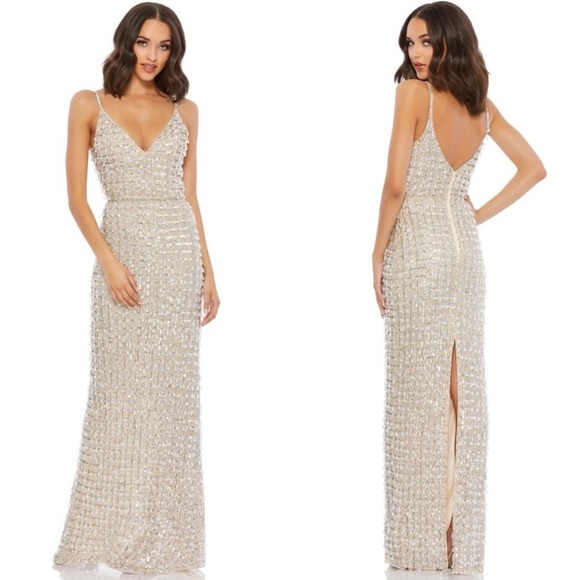 MAC DUGGAL 5394 Beaded Crystal Drop Embellished Gown Size 2...